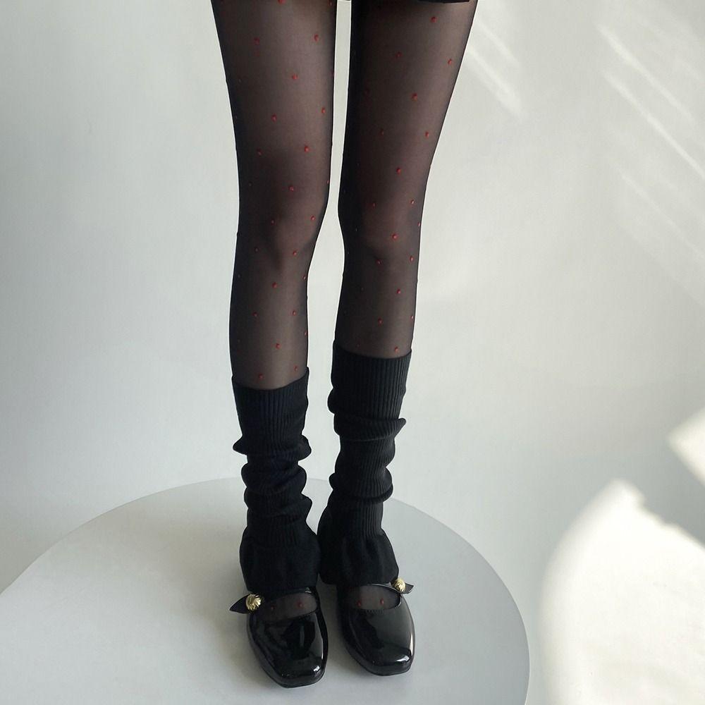 Ballet Style Knitted Foot Cover Y2K Women Leg Warmers Solid Color Lolita Boots Cover Autumn/Winter
