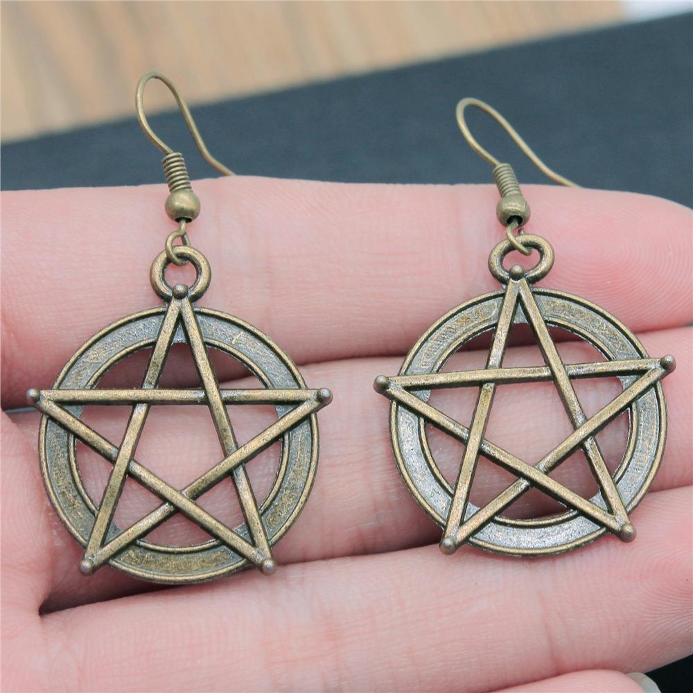 25 Styles Vintage Antique Bronze Plated Moon Sun Star Dangle Drop Earrings For Women Inspired Statement Wiccan Jewelry Gift