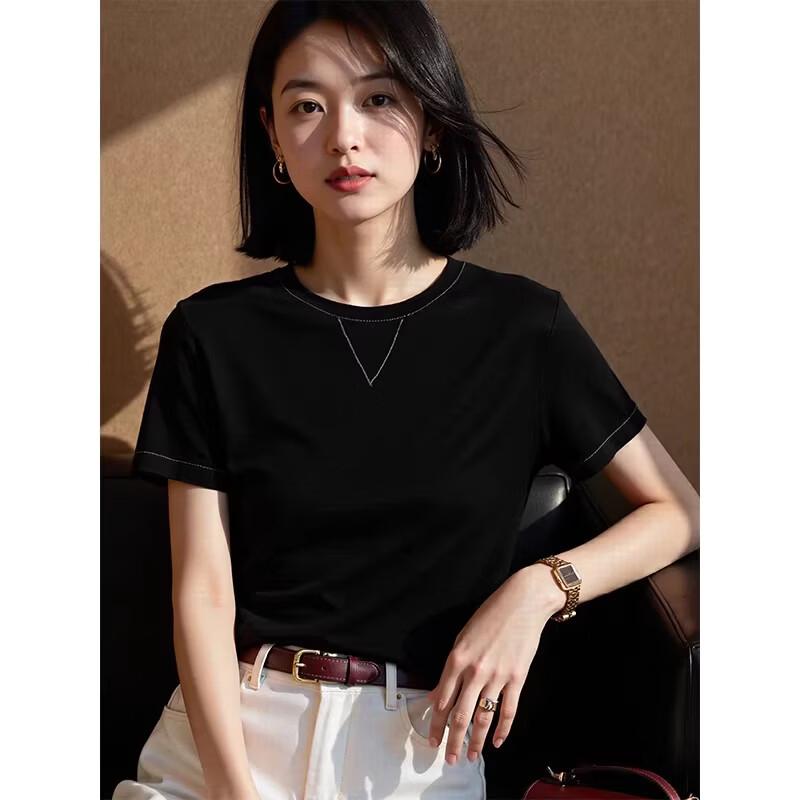 Basic House Women's Short Sleeve Silk Lyocell T-Shirt