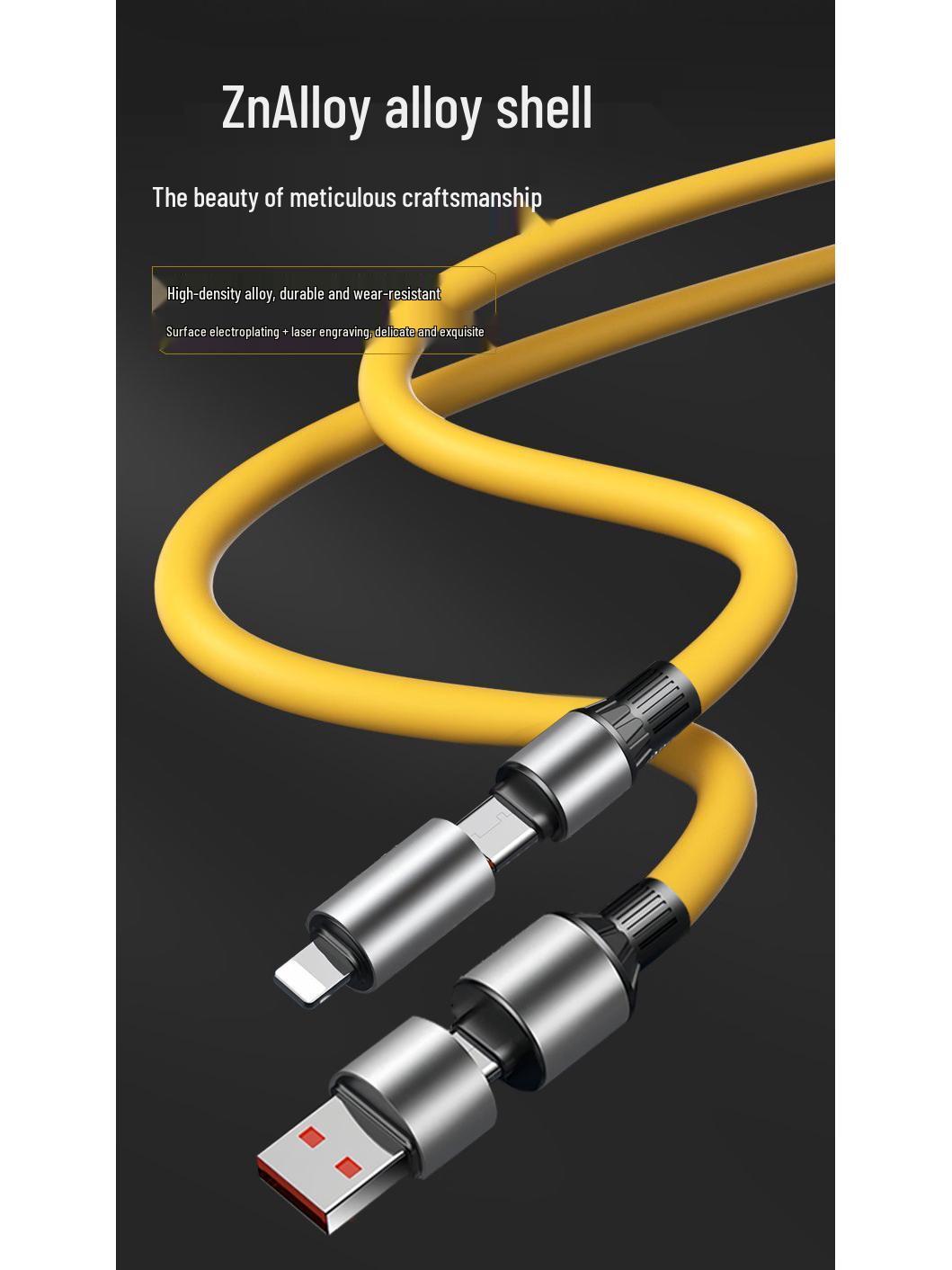 

1.5m 4-in-1 Data Cable, 240W Super Flash Charging for Apple, Huawei, Type-C Devices