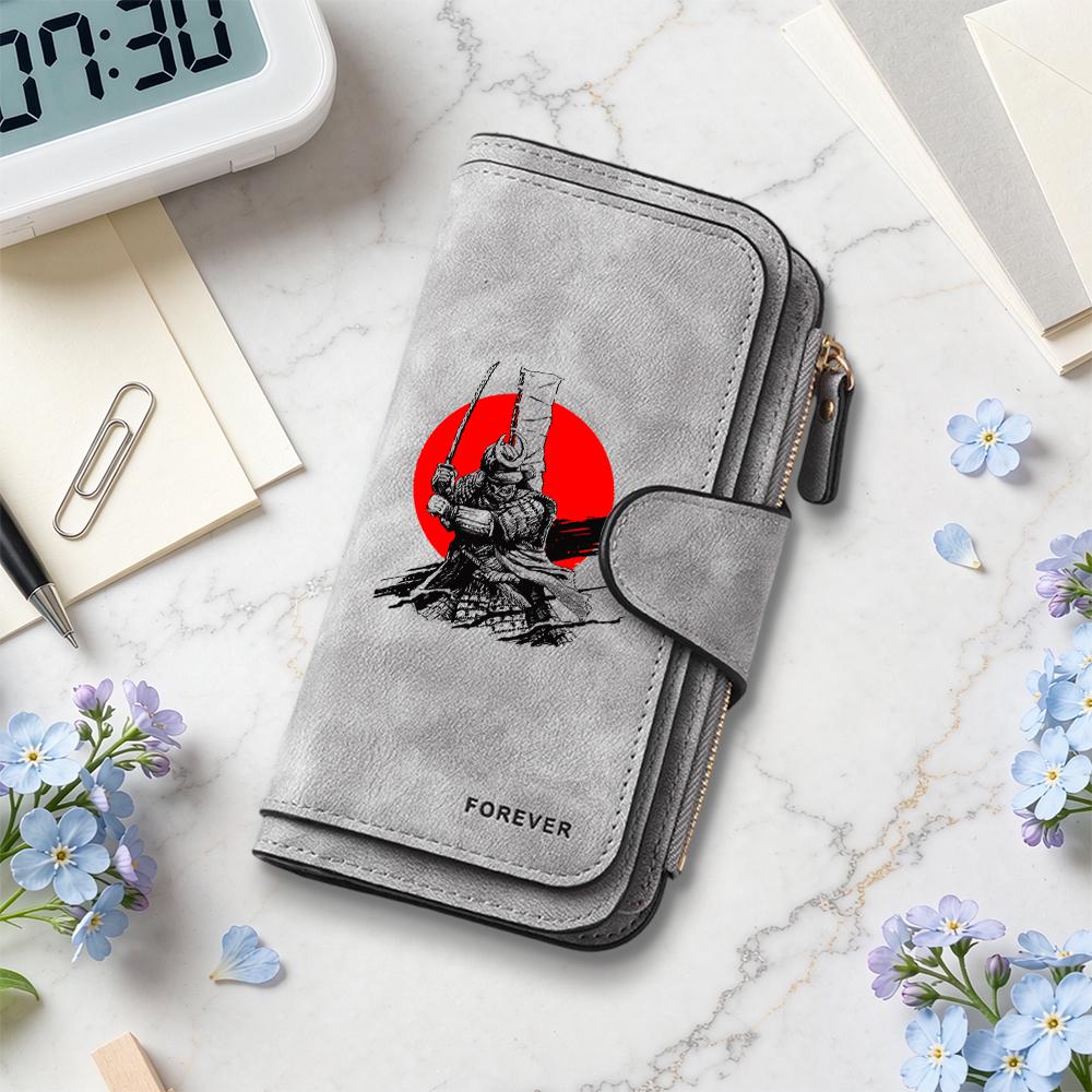 Japanese Samurai Printed Purse Fashion Long Wallet Large Capacity Card Holder