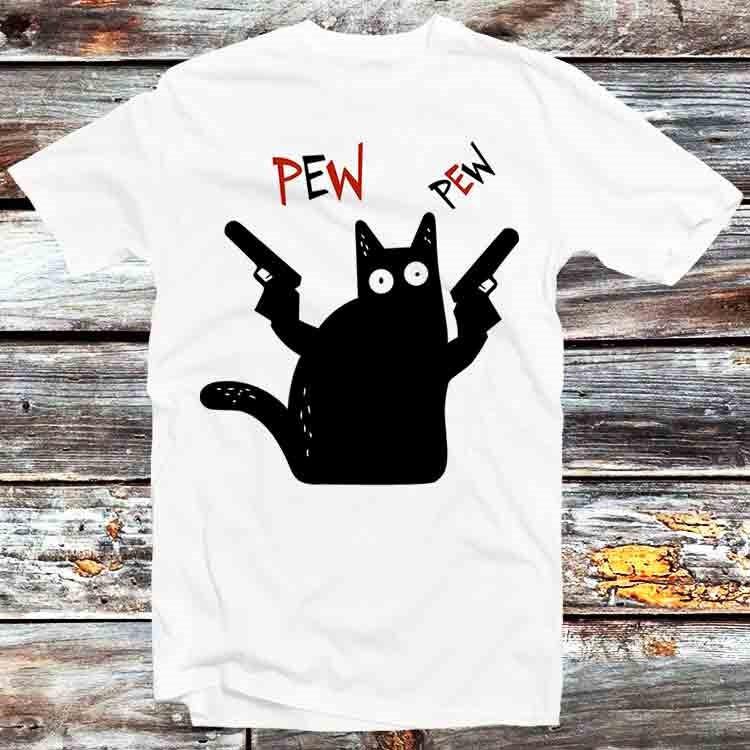 

Cat Pew Pew Meme Gun Cat T Shirt B658 S