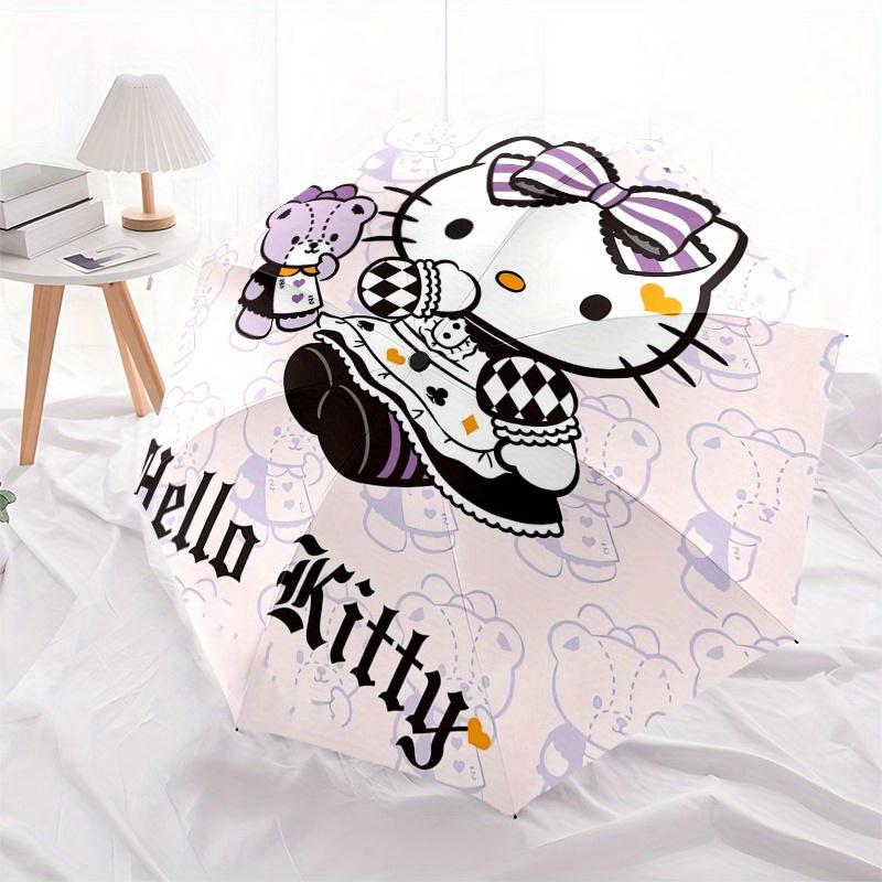 Hello Kitty,Sanrio Automatic Folding Umbrella Simple 8 Rib Design, Bright Cartoon Pattern, Durable Iron Frame, Suitable For Travel, Outdoor,