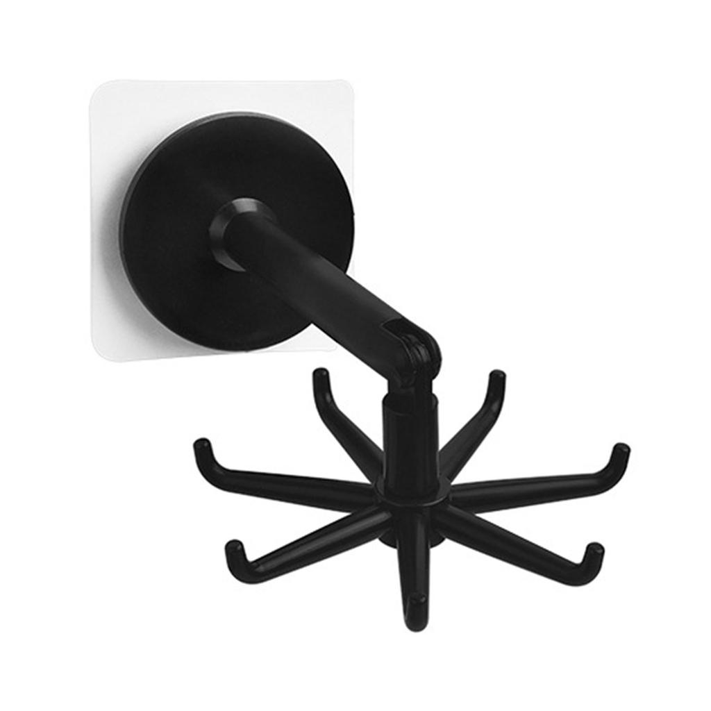 360 Degree Rotating Hook Plastic 7 Prong Swivel Hook for Hanging Pots Towels Keys Space Saving Bathroom Towel Hook