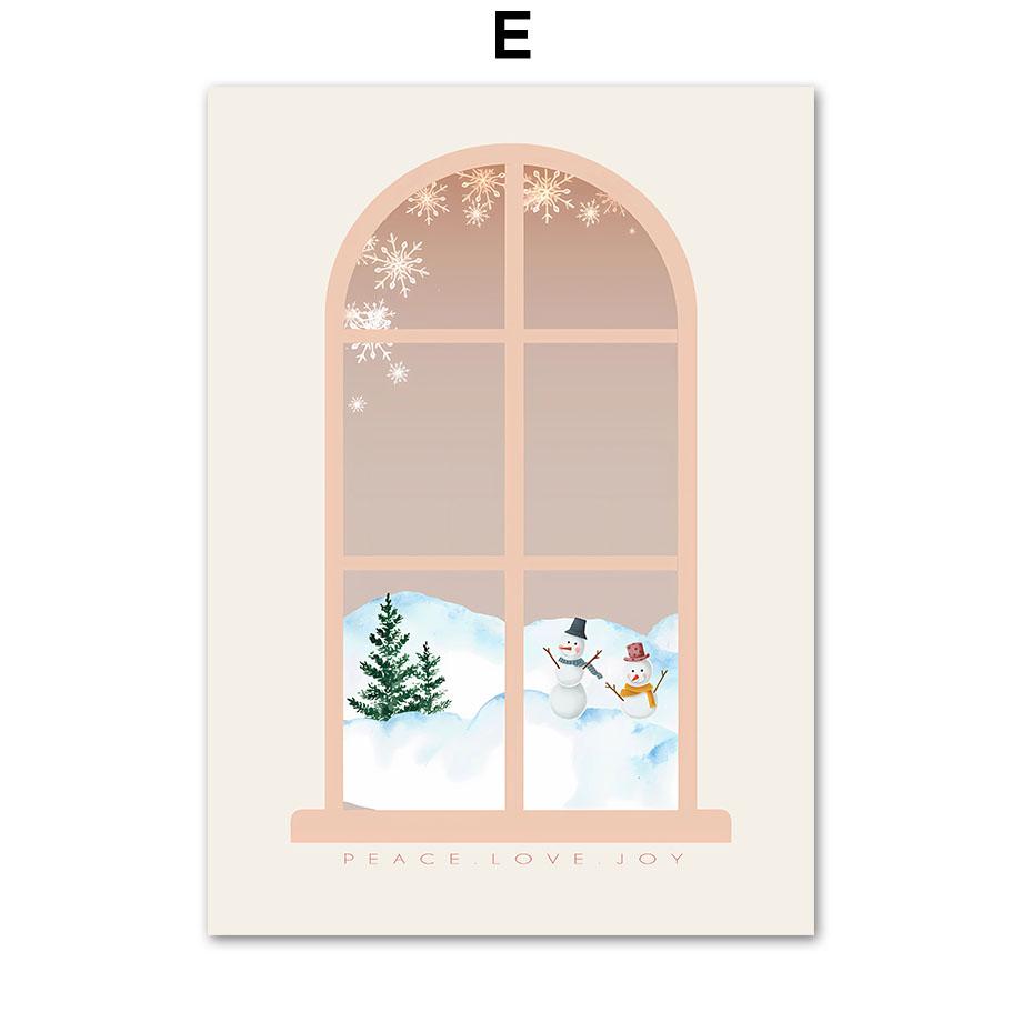 Christmas Tree Santa Claus Sleigh Red Car Reindeer Nursery Posters Prints Wall Art Canvas Painting Kids Room Home Decor