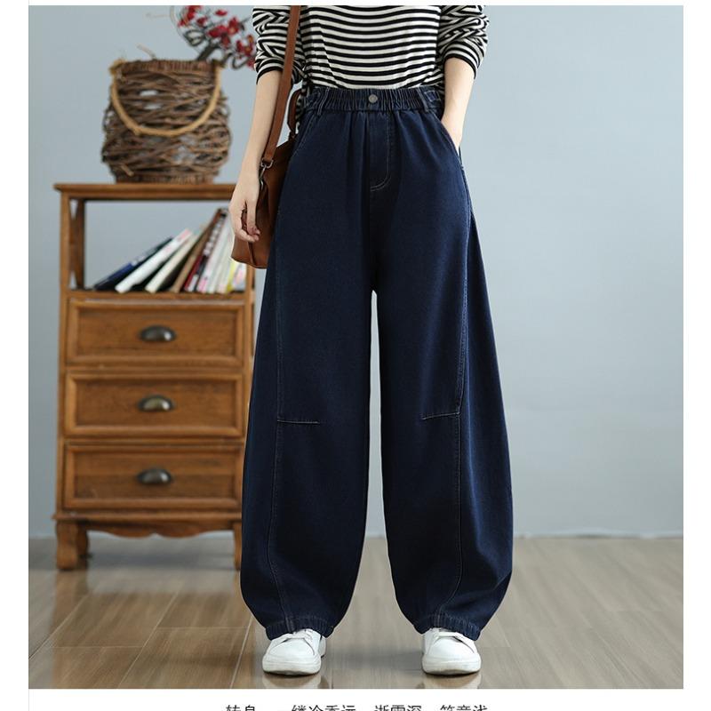 DIMANAF 2025 Autumn Winter Plus Size Jeans Women Thicken Flocking Warm Vintage Cotton Denim Long Pants