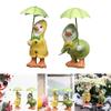 Garden Ducks Ornament Cute Cartoon Synthetic Resin Duckstatues Decoration With Umbrella Garden Yard Lawn Duck Pool Landscape