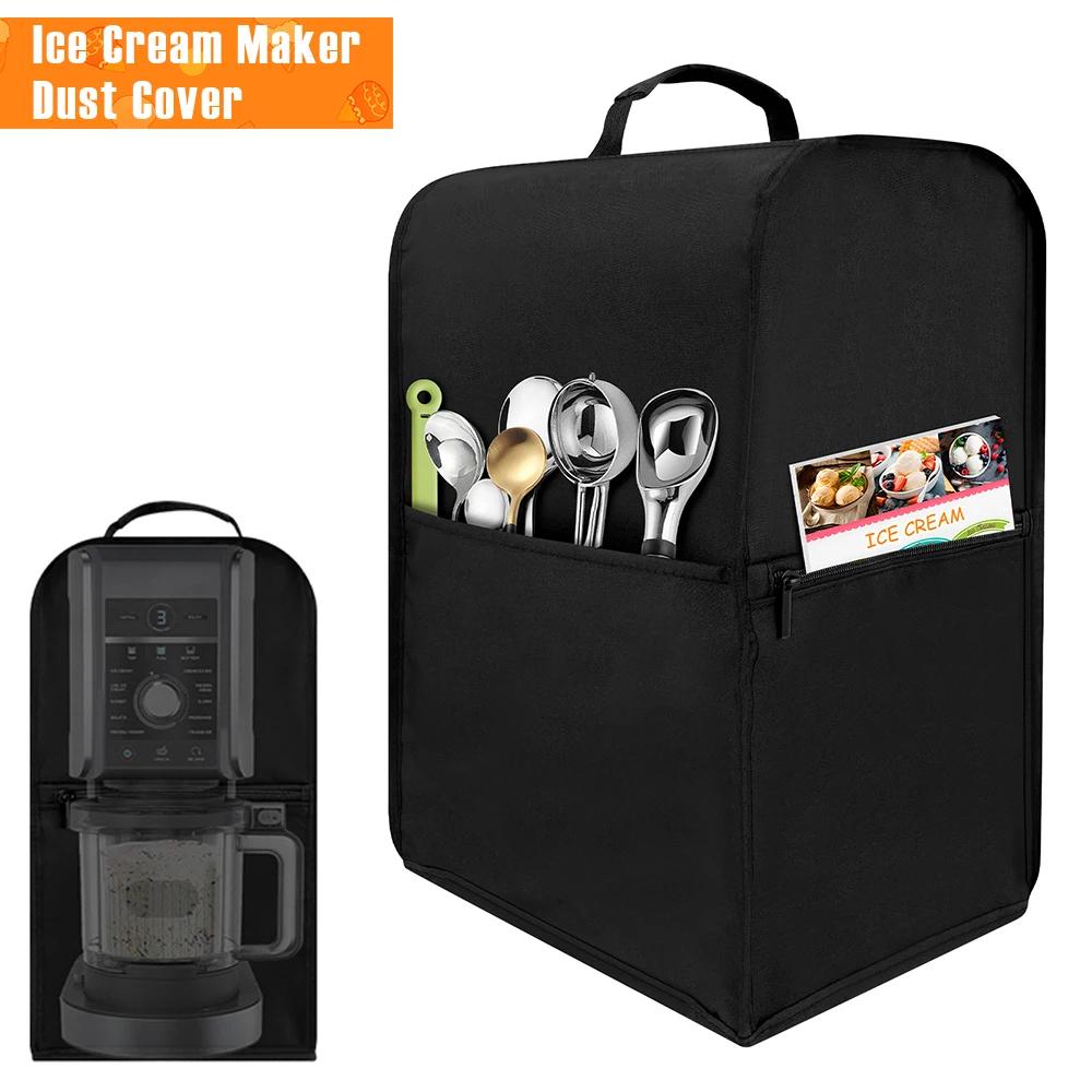 Ice Cream Maker Dust Cover Kitchen Appliance Protective Cover with Handle and Pockets Waterproof Ice Cream Making Machine Cover