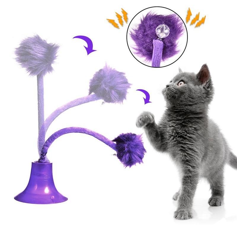 New Cat Window Toy with Suction Cup - Minty Bell & Pompom On a Spring