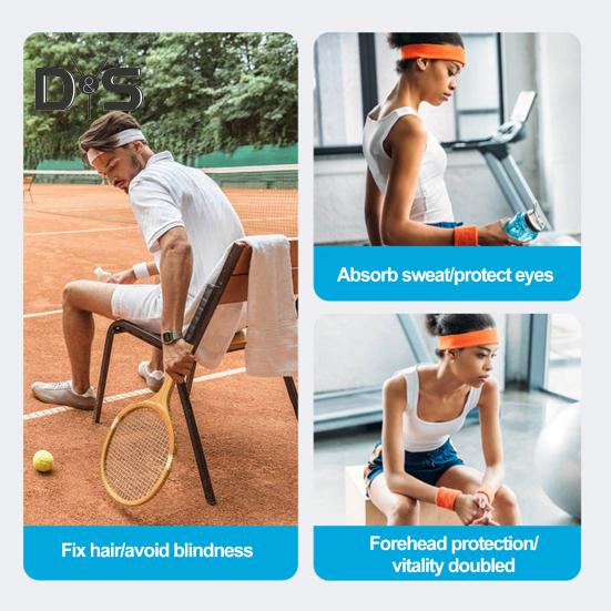 Schweißband-Set, Sport-Stirnband, Armband-Set, Frottee, Tennis, Gymnastik, Armband, sportliches Schweiß-Stirnband für Männer und Frauen