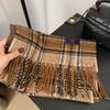 Premium Knitted Wool-Feel Plaid Scarf Men Women Winter Warm Neck Wrap Unisex Fashion Accessory