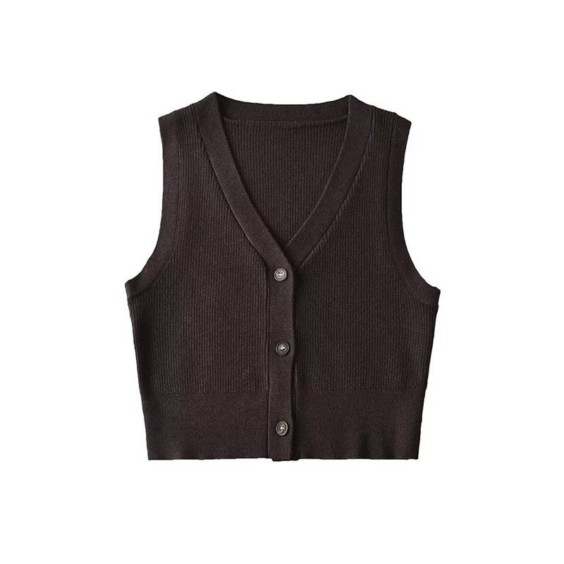 Fashion Style New Autumn Fashion Women's Wear Easiest for Match Preppy Style Single-Breasted V-neck Knitted Vest Sleeveless Vest
