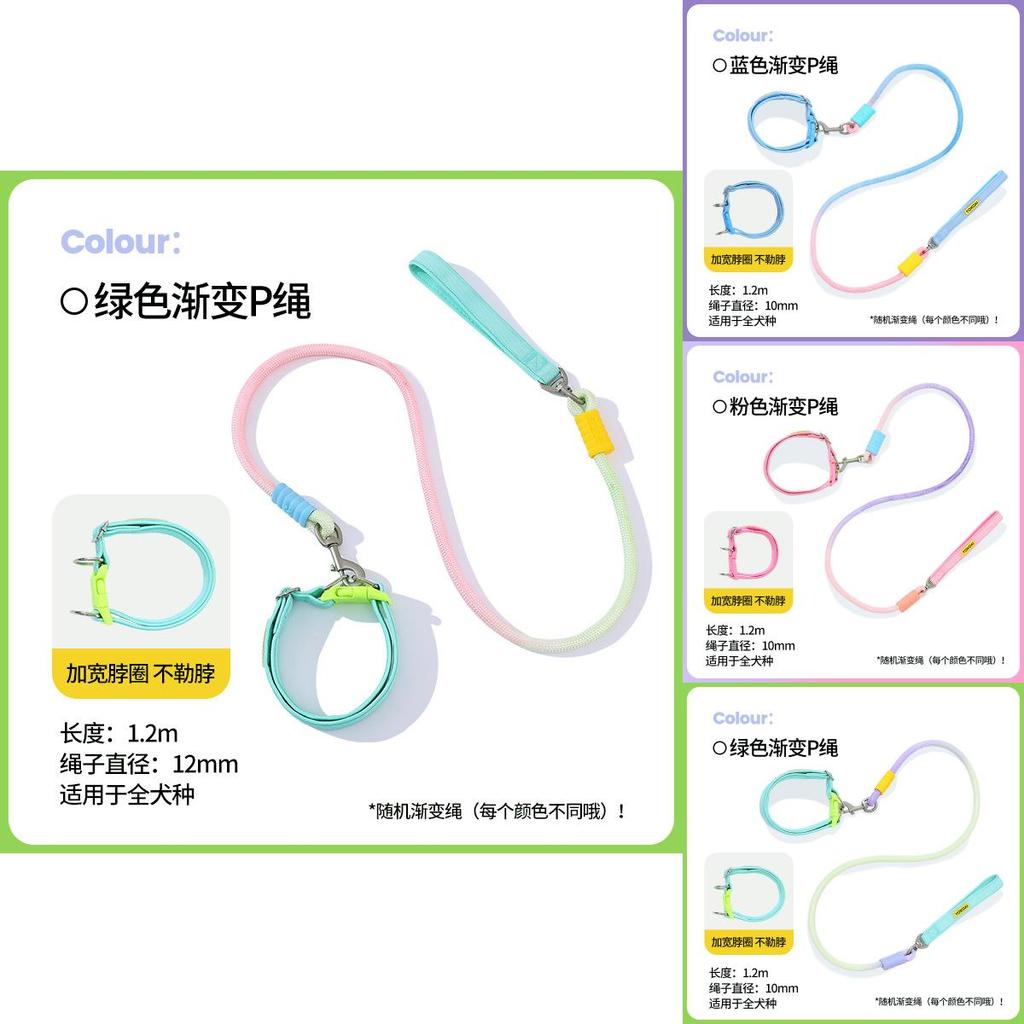 Dog Traction Rope Collar 2 In 1 Design With Nonrestrictive Wide Nylon And Silicone For Daily Use