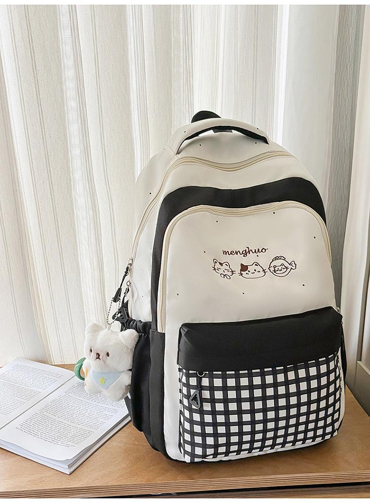 Schoolbag Female Korean Version Ins College Style Middle School Student Lightweight Backpack High Value Plaid Girls Travel Backpack