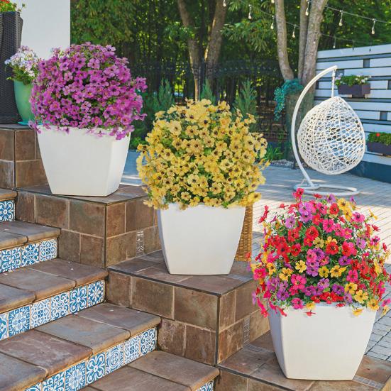 2 Pcs Artificial Violet Ball 23.6" Topiary Trees with Ground Spikes Realistic Fake Shrubs with Violet Blooms for Indoor Front Porch Outdoor Decor