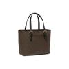 Michael Kors Mk Jet Set Monogram Color Block Coated Canvas And Leather Trim Tote Bag Shopping Bag Shoulder Crossbody Handbag Mini 35T9GTVT0B-BROWN-BLK
