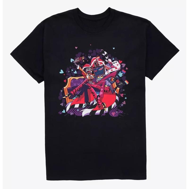 

Hazbin Hotel The Vees Pride Anime Tshirt Tops Oversized Unisex Women High Quality Cotton Clothes Casual Unisex Tee Clothing S