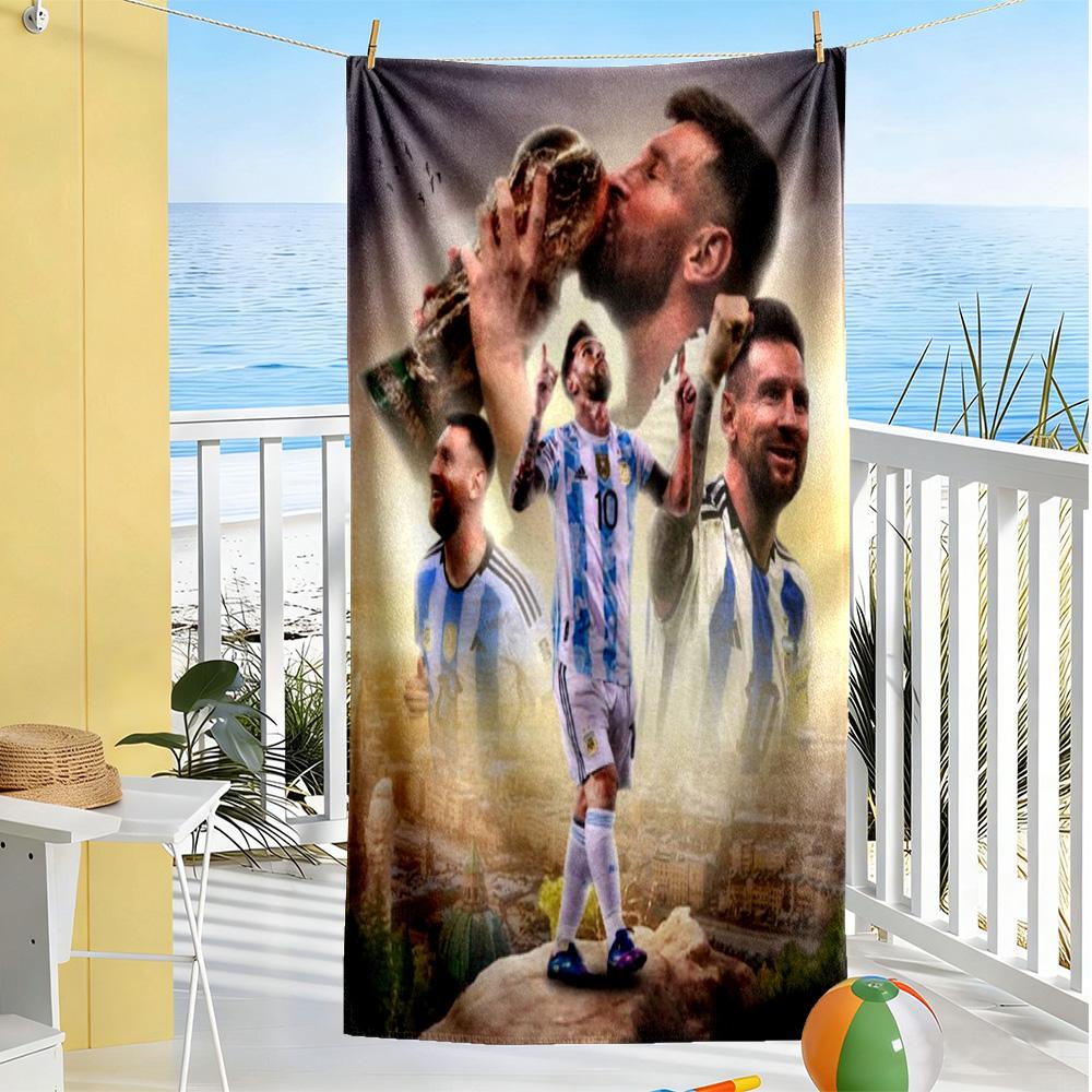 Football Messi Beach Towel Quick-Dry Soft Microfiber Comfortable Lightweight Portable for Swimming,Beach,Camping, Travel, Beach Accessories,Gym