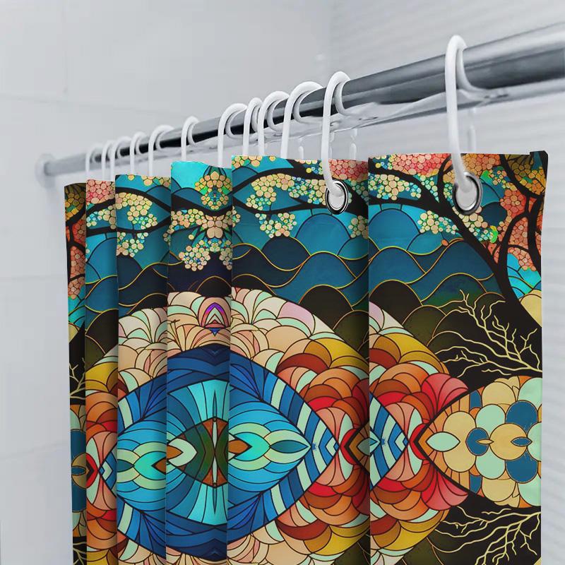 Vibrant Mandala Shower Curtain Modern Boho Floral Design Decorative Bathroom Shower Fabric Available In Various Sizes for Your H