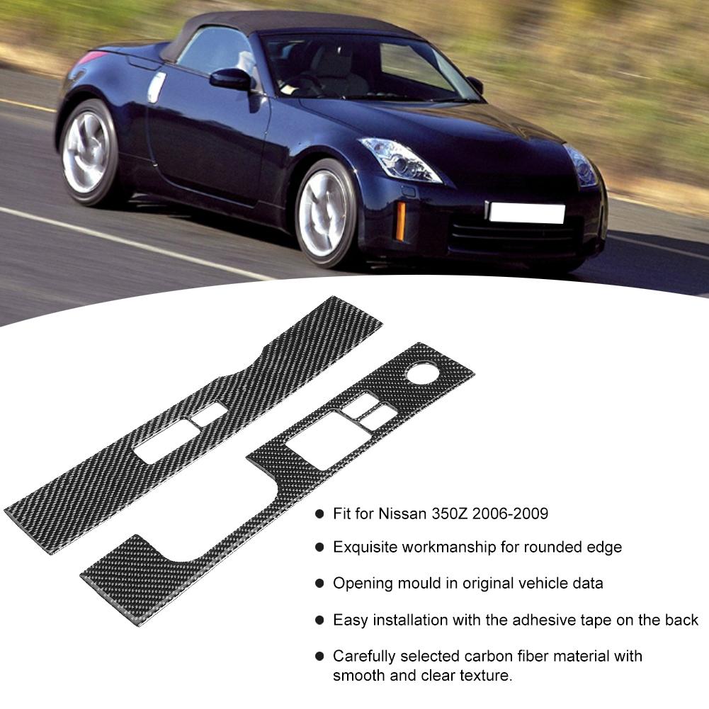 2 stk Karbonfiber Vindusheisbryter Paneldeksel Trim Passform for Nissan 350Z 20062009