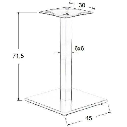 Brushed stainless steel table base SH-2002-1//6 - 45x45