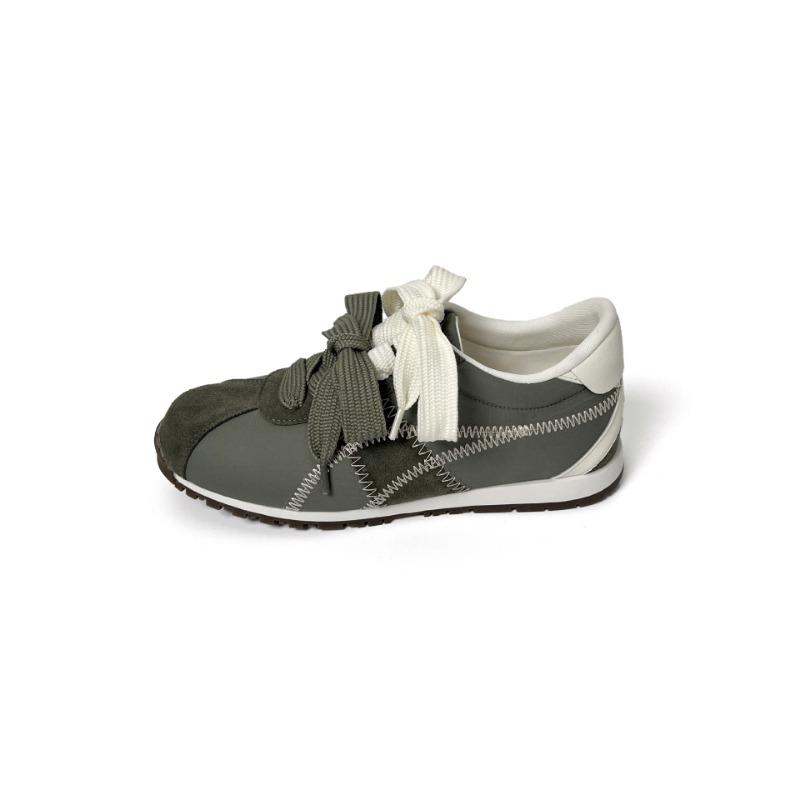 Women's low-top round head flat-soled ballet shoes, pair of shoelaces, breathable soft-soled versatile sports shoes, women's shoes