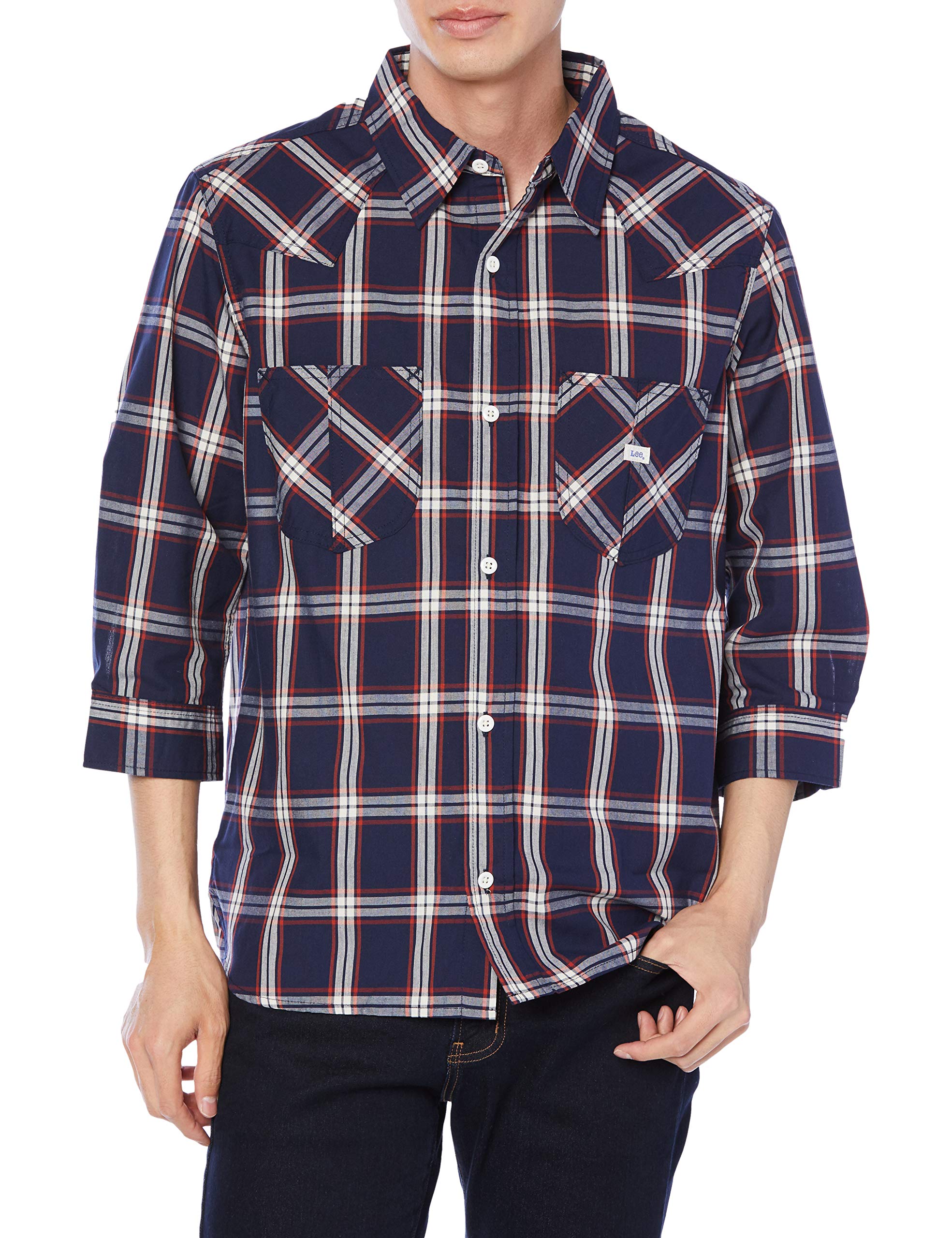 

Рубашка Lee Размер L Мужская На пуговицах LCS46007, Темно-синий/Белый,