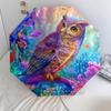 Flower Owl  pattern, automatic folding umbrella, portable and foldable design, 8 ribs, a Christmas or birthday gift.