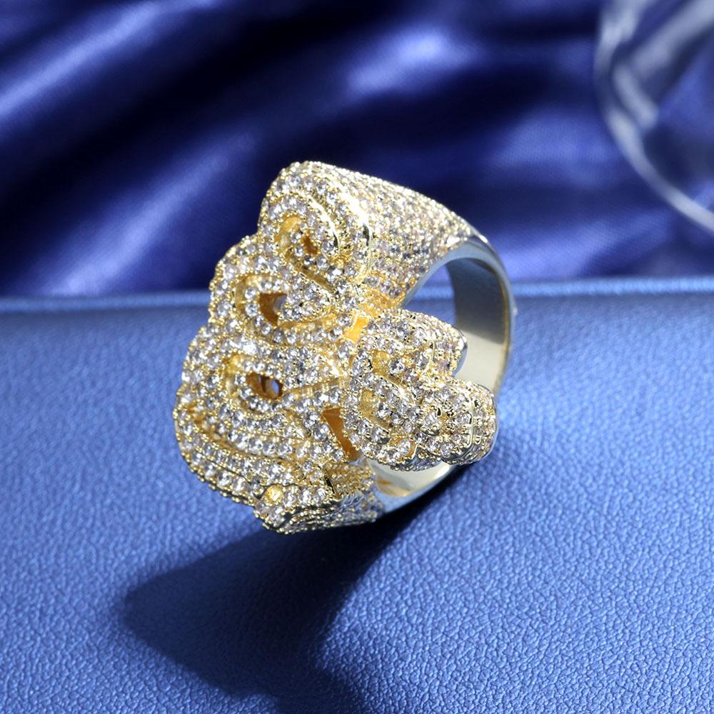 New Fashion Trend Arabic Symbols Religious Elements Ring Hip Hop Jewelry Fashion   Ice and Fire  Ring For Men Women