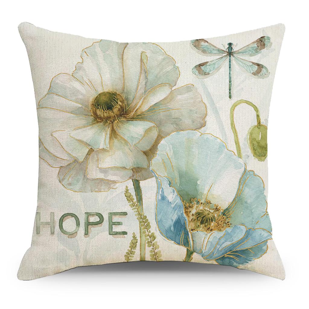 Art Floral Cotton and Linen Pillow Case Car Pillow Sofa Cushion