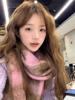 Scarf Winter Men's High-end Sense New Hippocampus Hair Black and White Plaid Korean Couple Warm Thickened Scarf Women
