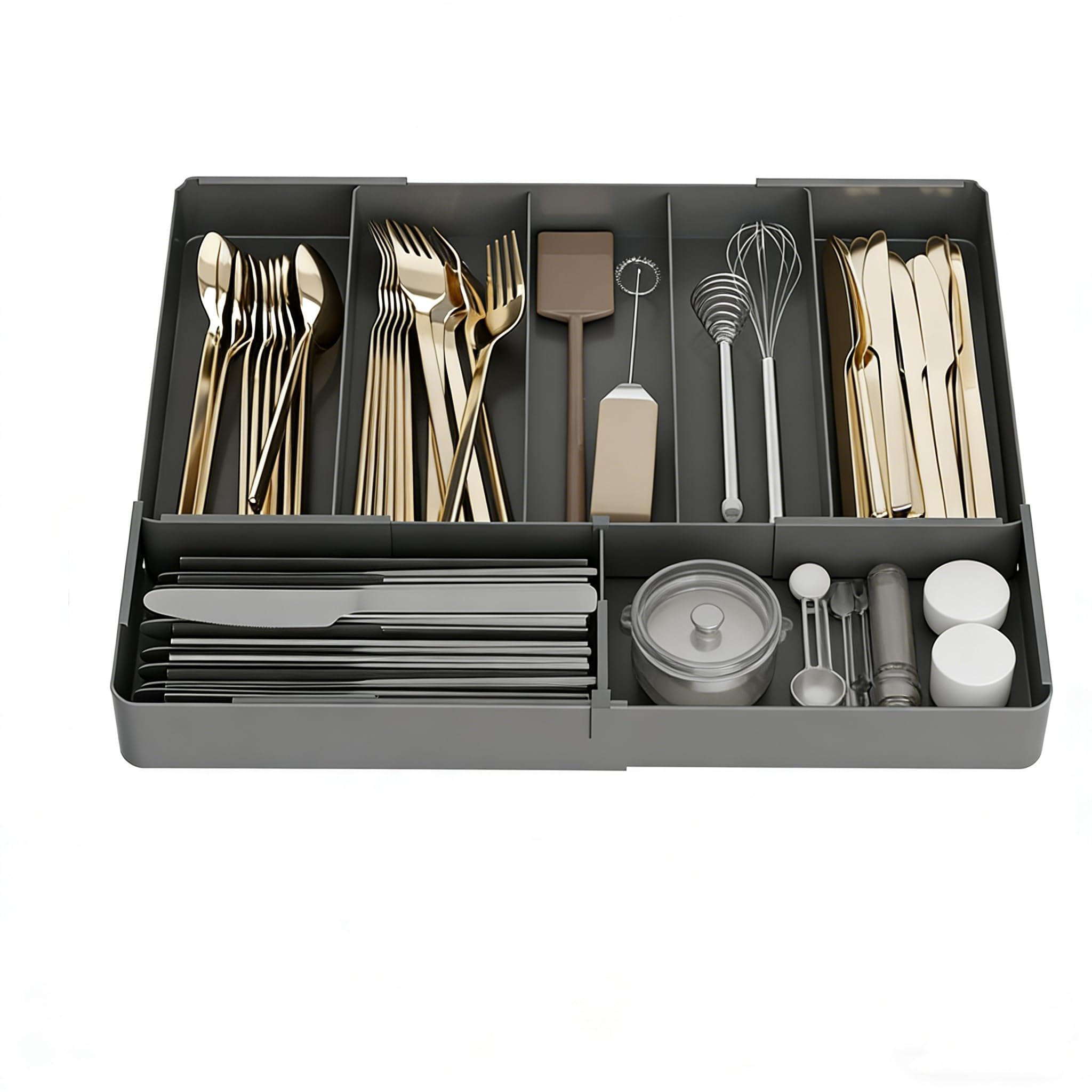 

ZATAO Cutlery Expandable 2026 Second Cutlery x x H5 Suitable for and Small Easy to Removable Drawers and Kitchen Use Case, 3-Sided Slide, Generation,
