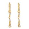 2025 New Design Gold Color Zircon Water Drop Small Hoop Earrings Women Copper Pendant Piercing Korean Earrings Wedding Jewelry