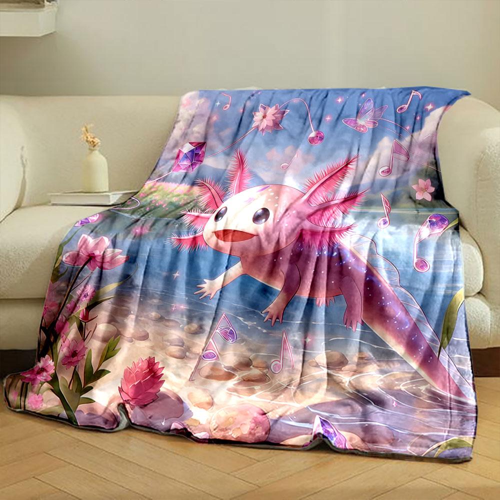 Magical Axolotl Fantasy Scene print blanket soft and cozy perfect for the living room bed sofa or a nap,gift
