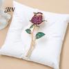Non-fading Lapel Pin Suit Collar Pin, 3D Rose Flower Shape with Rhinestones Brooch Inlaid, Electroplated Anti-Oxidation Versatile Badge for