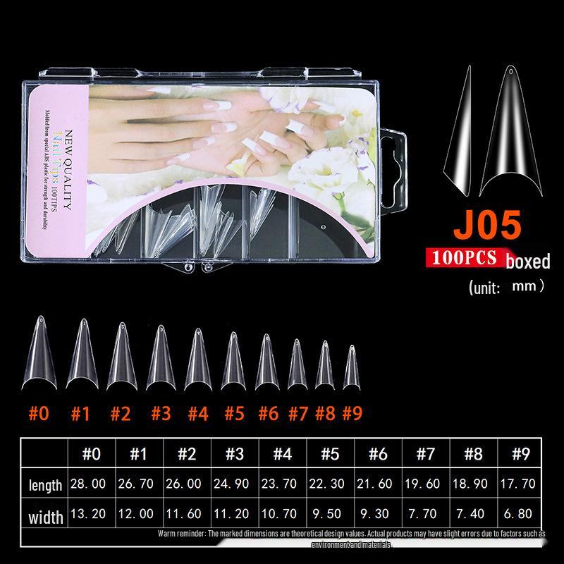 Ultra-Thin Transparent Wearable Nail Tips, Full/Half Cover, Natural Color, 100-Piece Box.