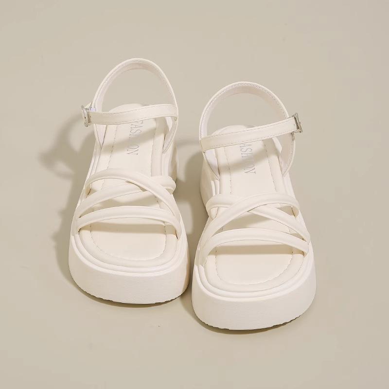 Muffin Platform Sandals Women's Summer New Models with Skirts Simple and Versatile One-word with Beach Shoes