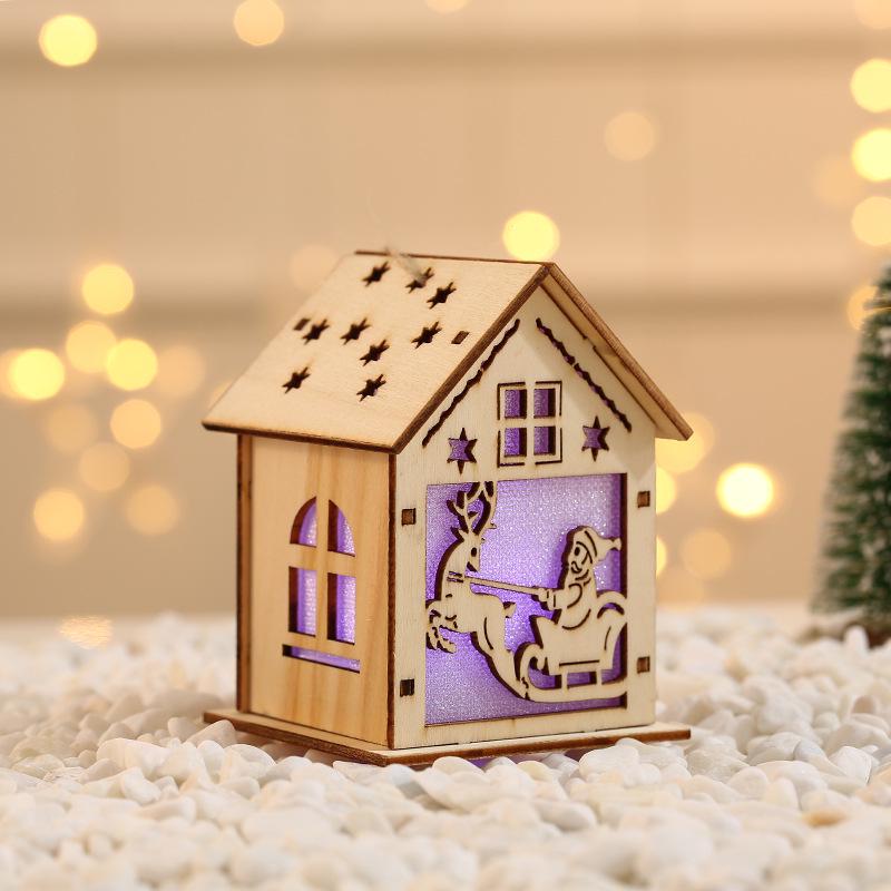 Glowing Wooden Christmas House Ornament DIY Kit for Kids