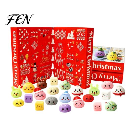 24 Day Countdown Box for Christmas Advent Calendar, with Mystery Figures, TPR Material Miniatures Collection Festive Holiday Decor Kids Room And Home
