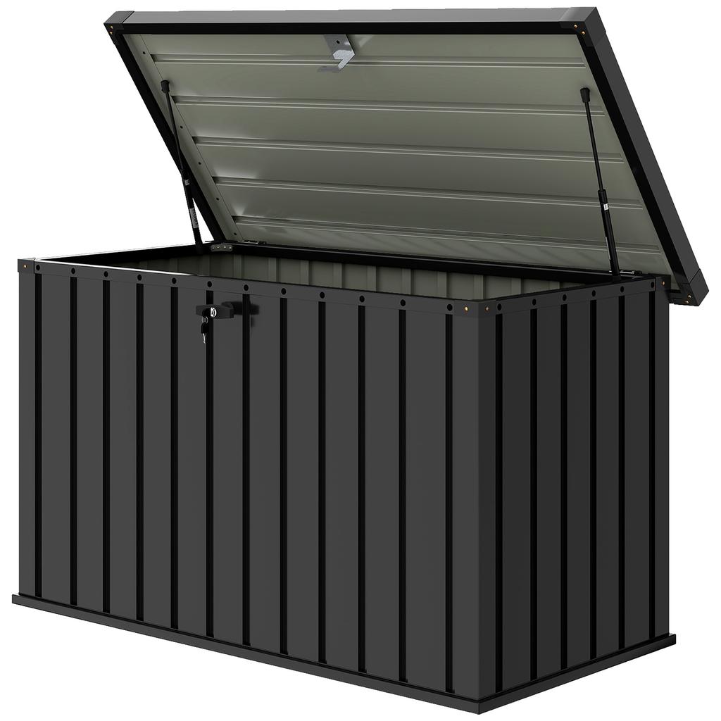 400L Galvanised Steel Garden Storage Box, Black