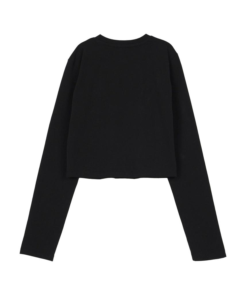 Hardcore Happiness Basic Semi-Crop Round T-Shirt_Black