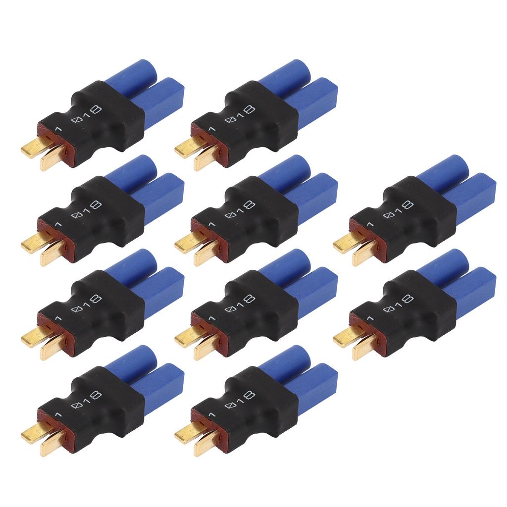 10 szt. Adapter EC5 żeński na T męski Niebieski Czarny 10x20x47mm Guma Plastik Miedź Wtyk złącza EC5