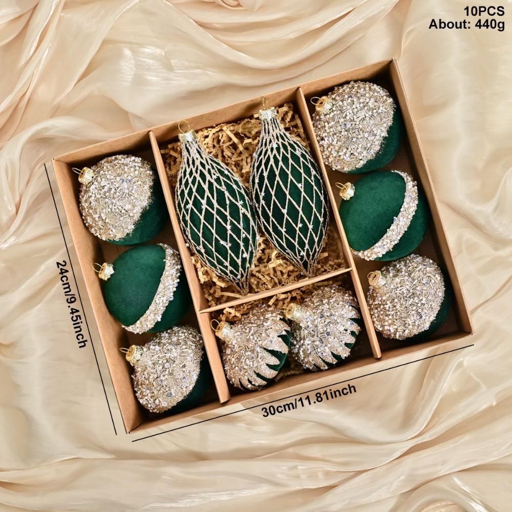 

Flocking Christmas Tree Ornament Plastic Painted Ball New Year Christmas Decorations Gifts Boxes DIY Crafts Xmas Tree Hanging 1.5cm зелёный