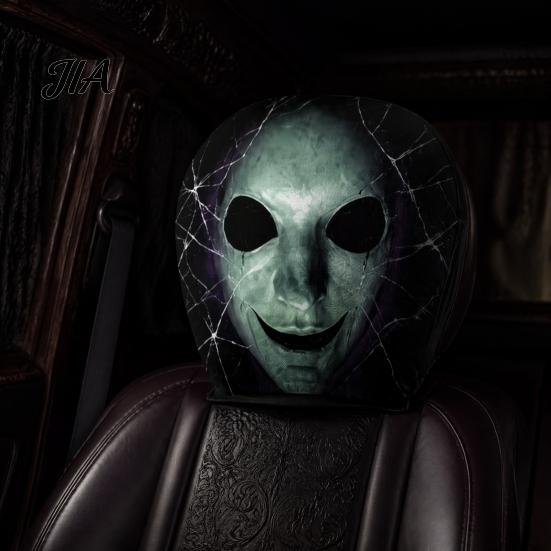 Spooky Auto Interior Accessories 2Pcs Funny Car Headrest Covers, Scary Faces Universal Fit Sleeve Seat Protectors, Breathable Soft Skin Friendly Cover