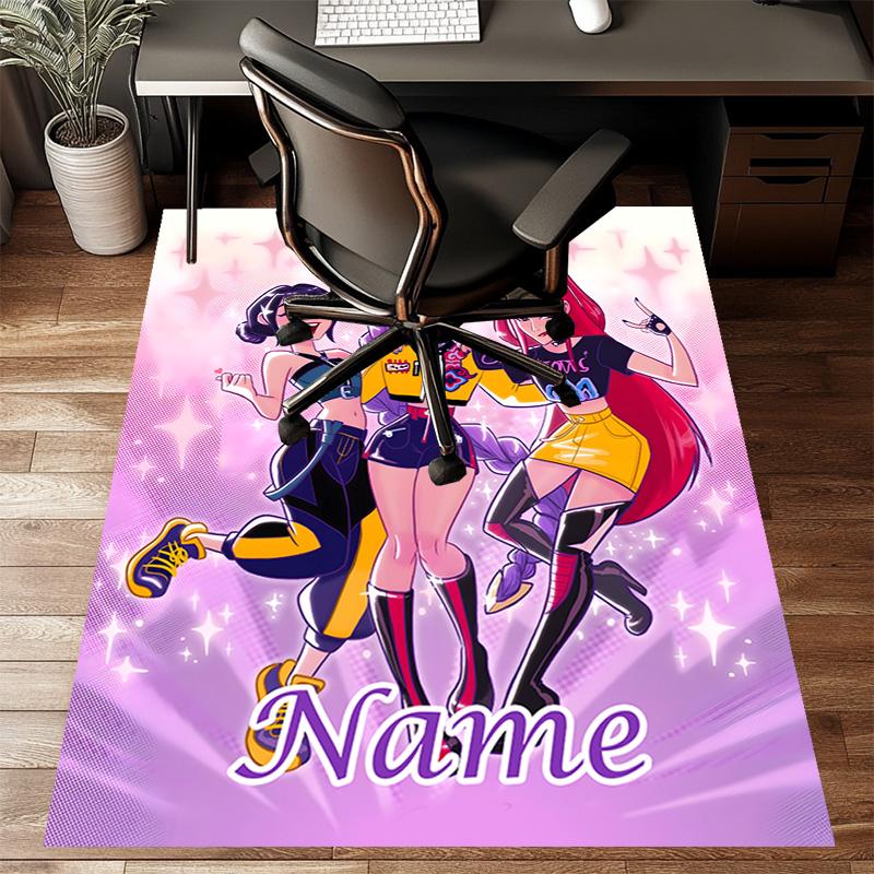 Custom KPop Demon Hunters Mat Personalized Name, Polyester Washable Indoor Entryway Rug, Gift for Christmas, Easter, Thanksgiving Day