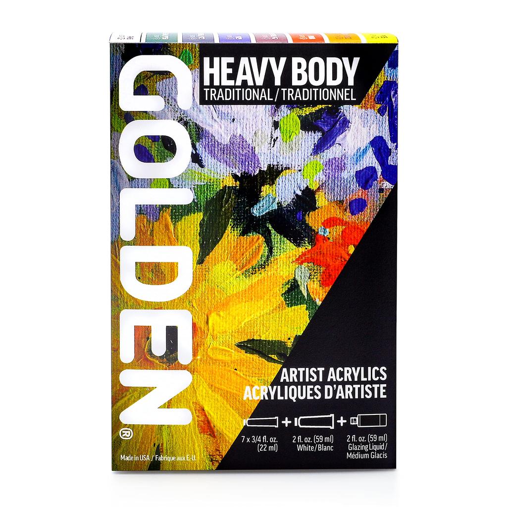 Golden Acrylic Heavy Body 0927 Traditional 10 Color Set 13100947