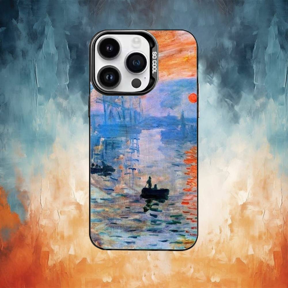 

Масляная крышка для телефона Van Gogh Monet для iPhone 17,16,15,14,13,12,11,Pro Max,Plus Конфетное серебряное покрытие iPhone14Pro