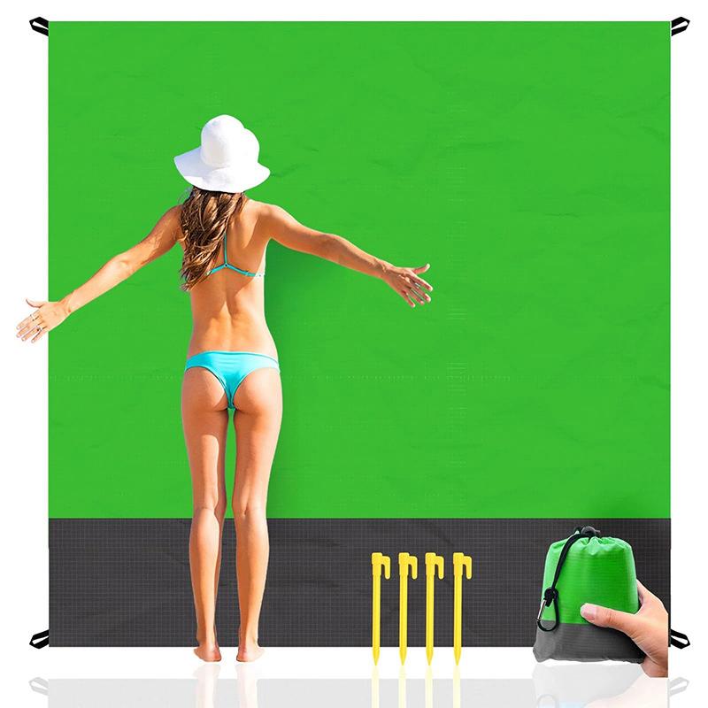 Sandproof Portable Beach Blanket, Waterproof Foldable Large Lightweight Mat for Picnic & Camping