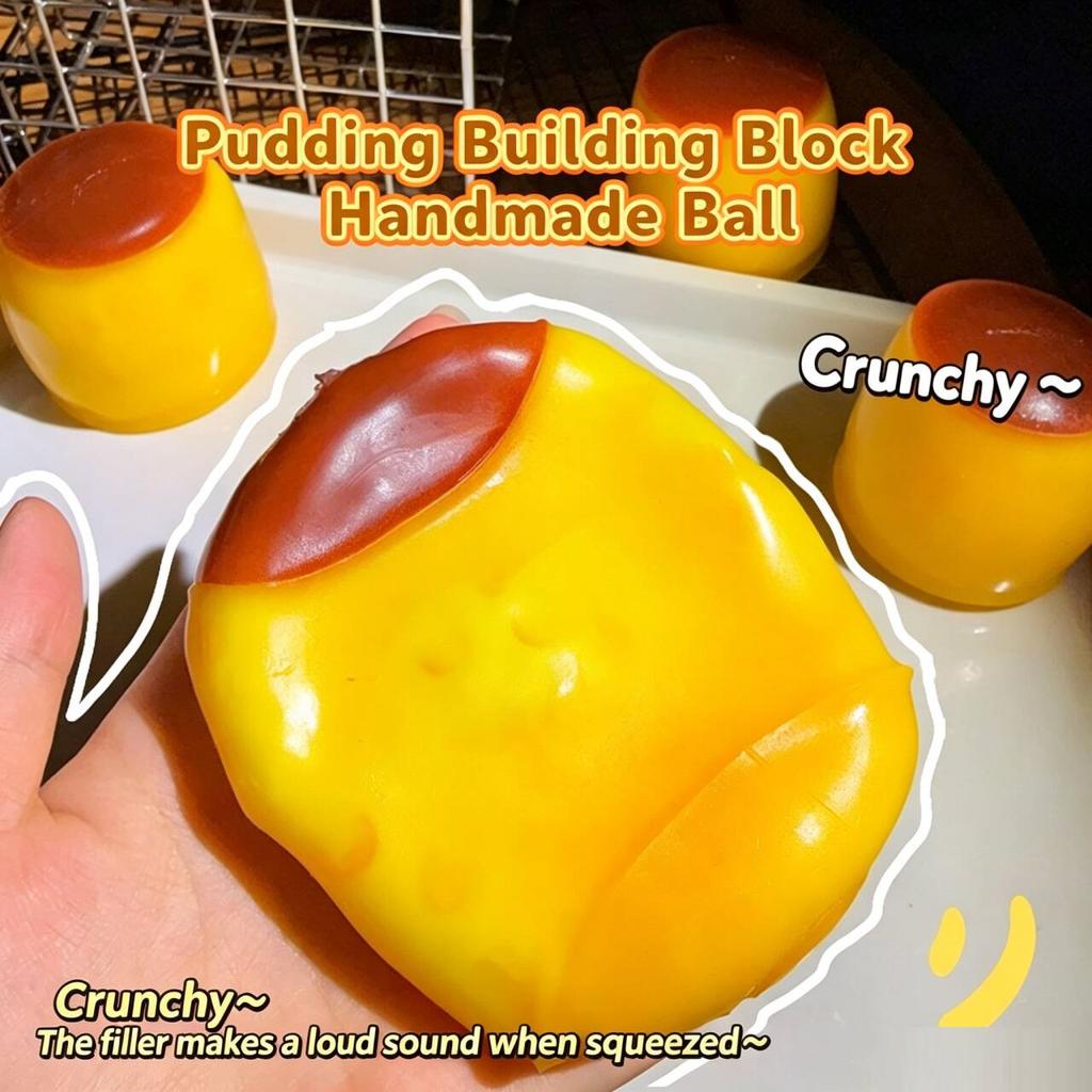 Caramel Pudding Crunchy Moldable Stress Ball Fidget Toy Crispy Squeeze Ball Round Blocks Filled Asmr Anti Stress Toys For Adults
