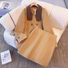 A New Winter Plus-size Women's Fashion Cotton-padded Woolen Coat and Skirt Set
